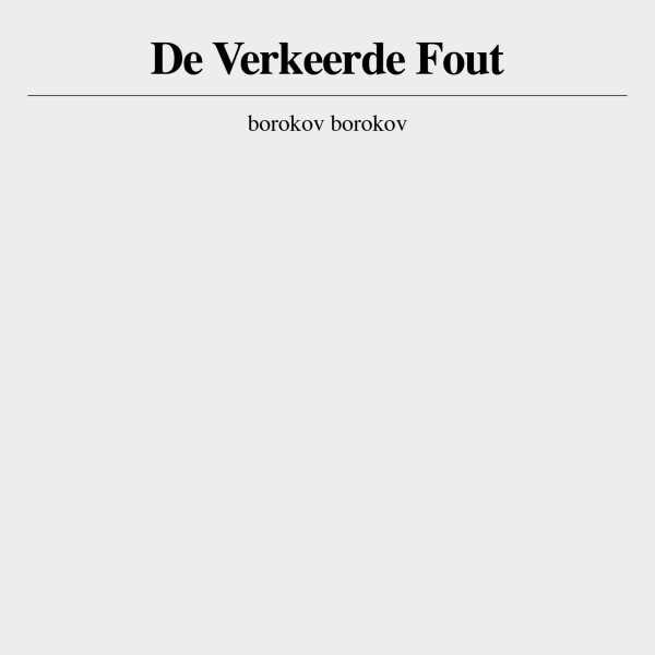 Borokov Borokov - De Verkeerde Fout (LP)